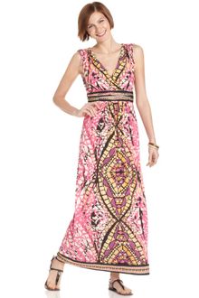 Eci Sleeveless Empire Waist Printed Maxi Dress - Lyst