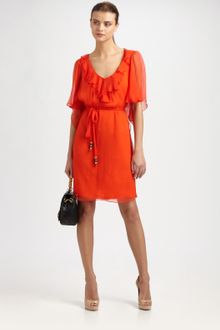 Milly Silk Fluttersleeve Dress - Lyst