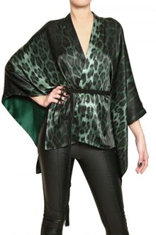 Roberto Cavalli Printed Silk Satin Kimono Top - Lyst