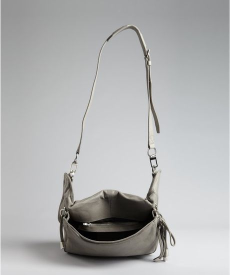 ... Wang Leather Side Extended Panels Iris Crossbody Bag in Gray (granite