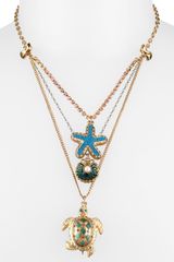Betsey Johnson Sea Excursion Triple Strand Pendant Necklace