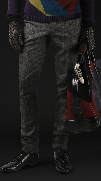 Burberry Prorsum Wool Tweed Skinny Fit Trousers in Black for Men (black / white) - Lyst