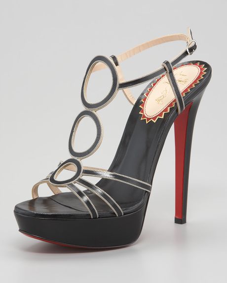 Christian Louboutin Troisronds Leather Sandal in Black - Lyst
