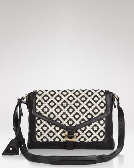 Diane Von Furstenberg Crossbody Drew Jacquard with Ipad Sleeve in Black (cream black) - Lyst