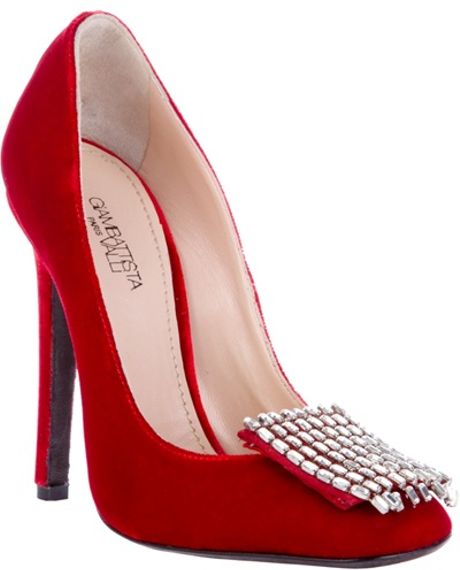 Giambattista Valli Velvet Pump with Crystals in Red - Lyst