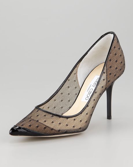 Jimmy Choo Begonia Dotted Tulle Pump in Black - Lyst