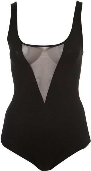 Topshop Deep V Mesh Jersey Body - Lyst