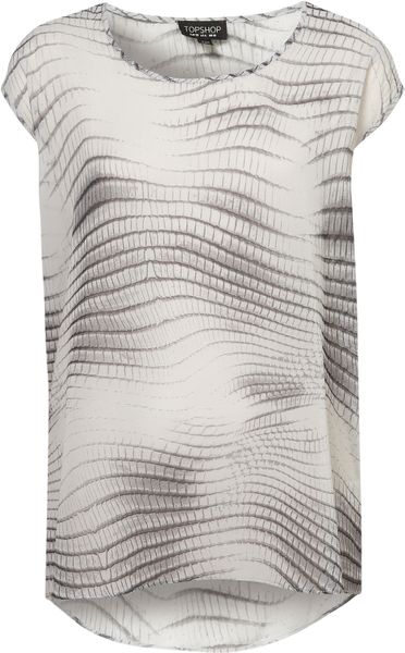 Topshop Animal Scale Tunic Tee in Gray (light grey) - Lyst