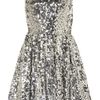Topshop Sequin Skater Dress in Silver - Lyst