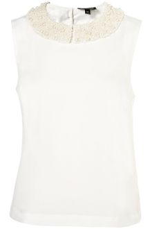 Topshop Pearl Collar Shell Top - Lyst