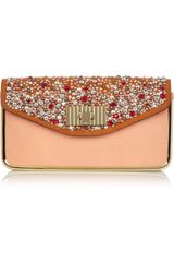 Chloé Sally Swarovski Crystal -Embellished Leather Clutch