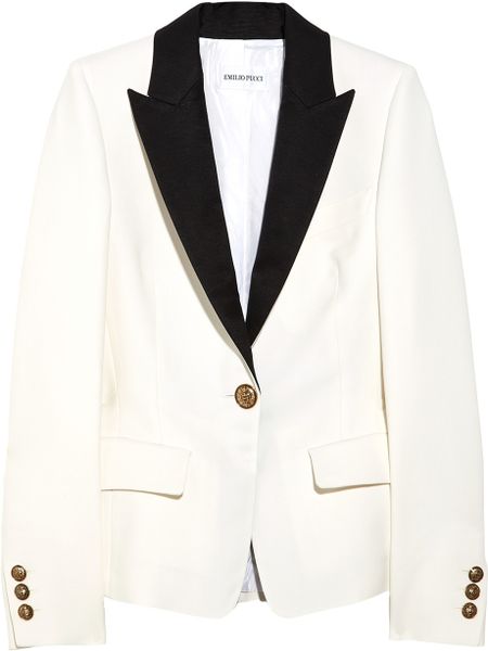 Emilio Pucci Virgin Wool and Silkblend Twill Blazer in Beige (cream) - Lyst