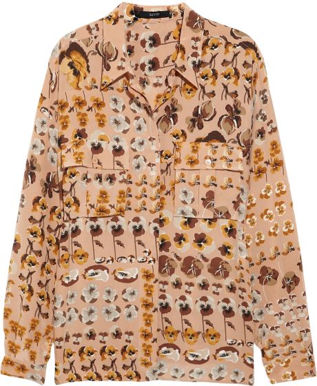Gucci Floralprint Silkcrepe Shirt in Multicolor (floral) - Lyst