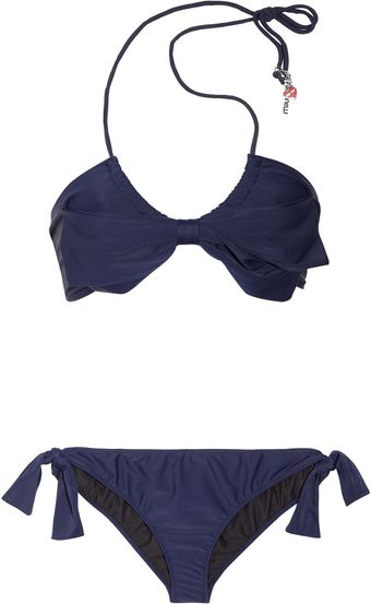 Miu Miu Bow-Embellished Halterneck Bikini - Lyst