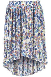 Topshop Floral Pleated Dip Hem Skirt - Lyst