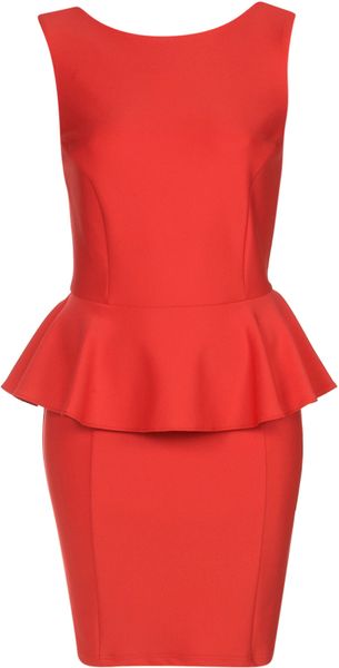 Topshop Peplum Scuba Pencil Dress in Red - Lyst