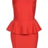 Topshop Peplum Scuba Pencil Dress in Red - Lyst