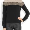 Valentino Laceappliquéd Woolblend Sweater in Black - Lyst