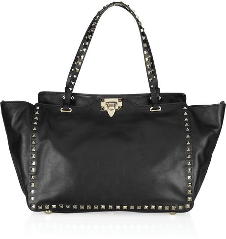 Valentino Studded Leather Tote in Black - Lyst