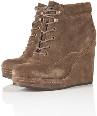 Topshop Andreas Wedge Lace Up Boots - Lyst