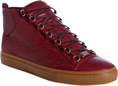 balenciaga red leather trainers