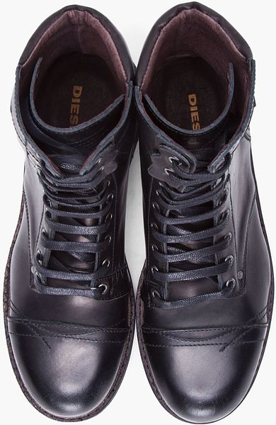 Diesel Black Cassidy Military Boots in Black for Men | Lyst