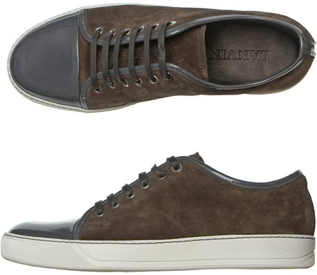 Lanvin Lace Up Trainers in Brown for Men - Lyst