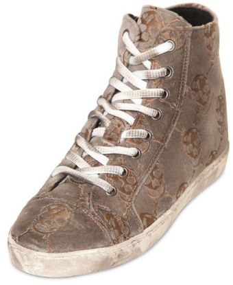 Mancapane 20mm Embroidered Skulls Velvet Sneakers - Lyst