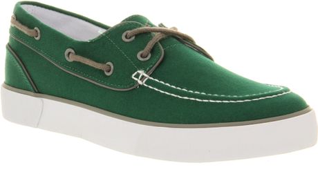 Ralph Lauren Lander Canvas Boat Shoe Green Canvas in Green for Men - Lyst
