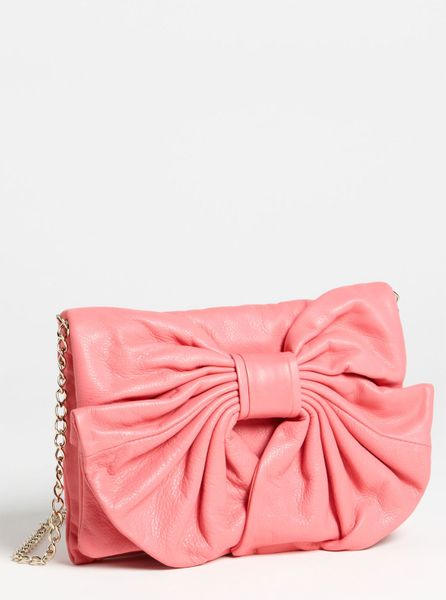 Red Valentino Bow Leather Clutch in Pink - Lyst