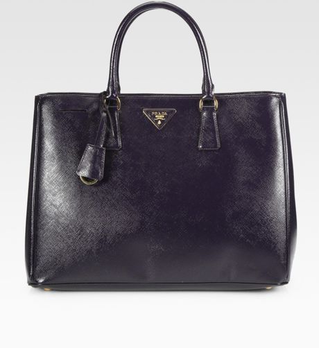 Prada Saffiano Vernice Tote in Blue (navy) - Lyst