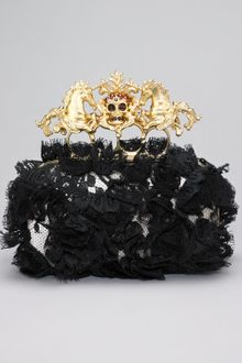 Alexander McQueen Lace Unicorn Skull Clasp Clutch - Lyst