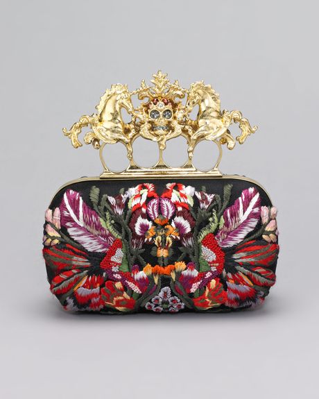 Alexander Mcqueen Embroidered Unicorn Skull Clasp Clutch in Multicolor (multi) - Lyst