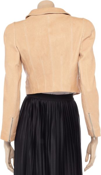 Carven Leather Jacket in Beige (nude) - Lyst