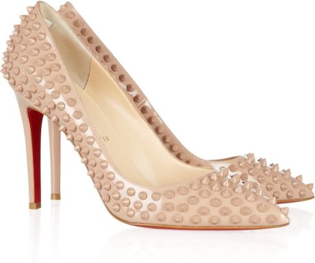 Christian Louboutin Pigalle 100 Spiked Patentleather Pumps in Pink (blush) - Lyst