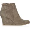 Lanvin Suede Wedge Ankle Boots in Brown (taupe) - Lyst