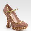 Miu Miu Studded Suede Mary Jane Platform Pumps in Pink (rose) - Lyst