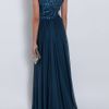 Elie Saab Chiffon Beaded Cap Sleeve Gown in Blue (cherry) - Lyst
