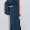 Elie Saab One Shoulder Drape Sleeve Gown in Blue (gold) - Lyst
