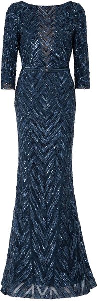 Elie Saab Three Quarter Sleeves Gown in Blue (nude) - Lyst