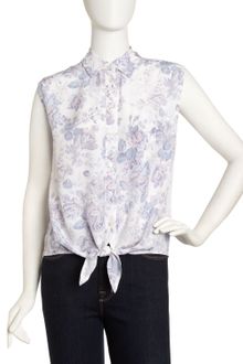 Equipment Tiefront Sleeveless Blouse Cosmic Sky - Lyst