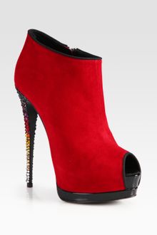 Giuseppe Zanotti Suede And Crystalcoated Heel Platform Ankle Boots - Lyst
