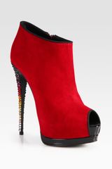 Giuseppe Zanotti Suede And Crystalcoated Heel Platform Ankle Boots