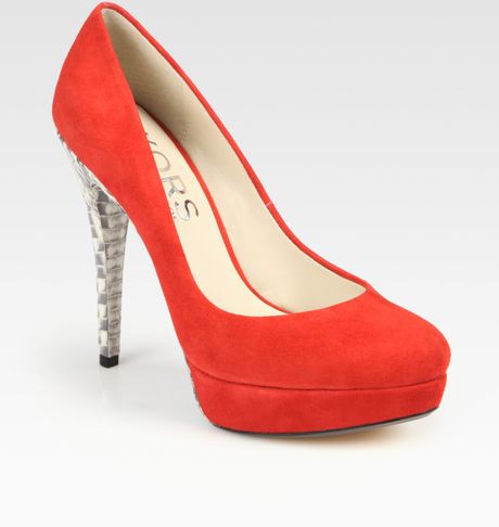 Kors By Michael Kors TwoTone Suede Platform Pumps in Red (crimson) - Lyst