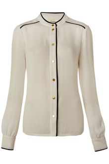 Linea Long Sleeve Contrast Piped Blouse - Lyst