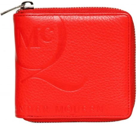 Mcq By Alexander Mcqueen Leather Zip Around Wallet in Red for Men - Lyst