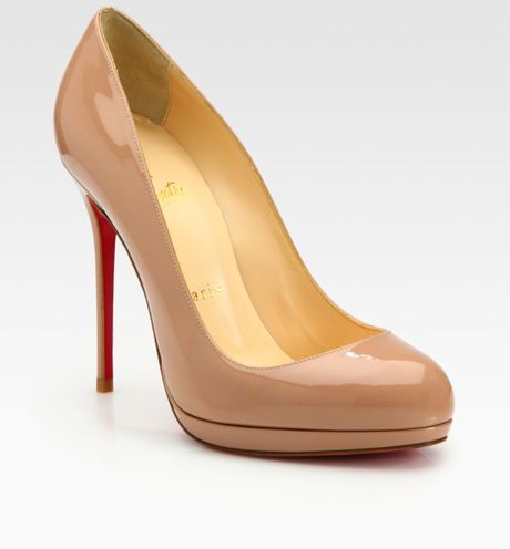 Christian Louboutin Patent Leather Platform Pumps in Beige (nude) - Lyst