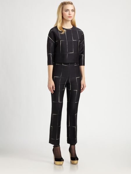 Giambattista Valli Windowpane Jacquard Pants in Blue - Lyst