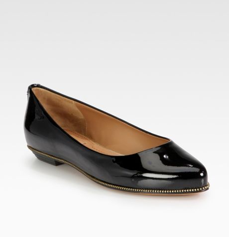 Givenchy Patent Leather Zipdetailed Ballet Flats in Black - Lyst