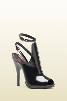 Gucci Jane Opentoe High Heel Patent Leather Bootie - Lyst